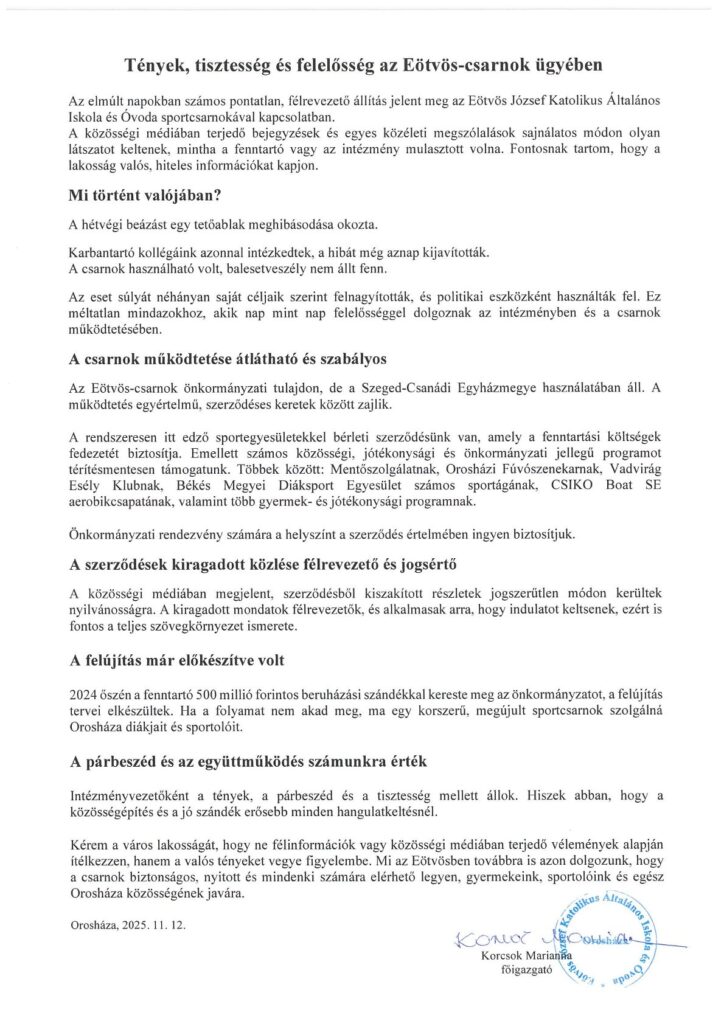 Tenyek Es Tajekoztatas Az Eotvos Csarnokkal Kapcsolatban