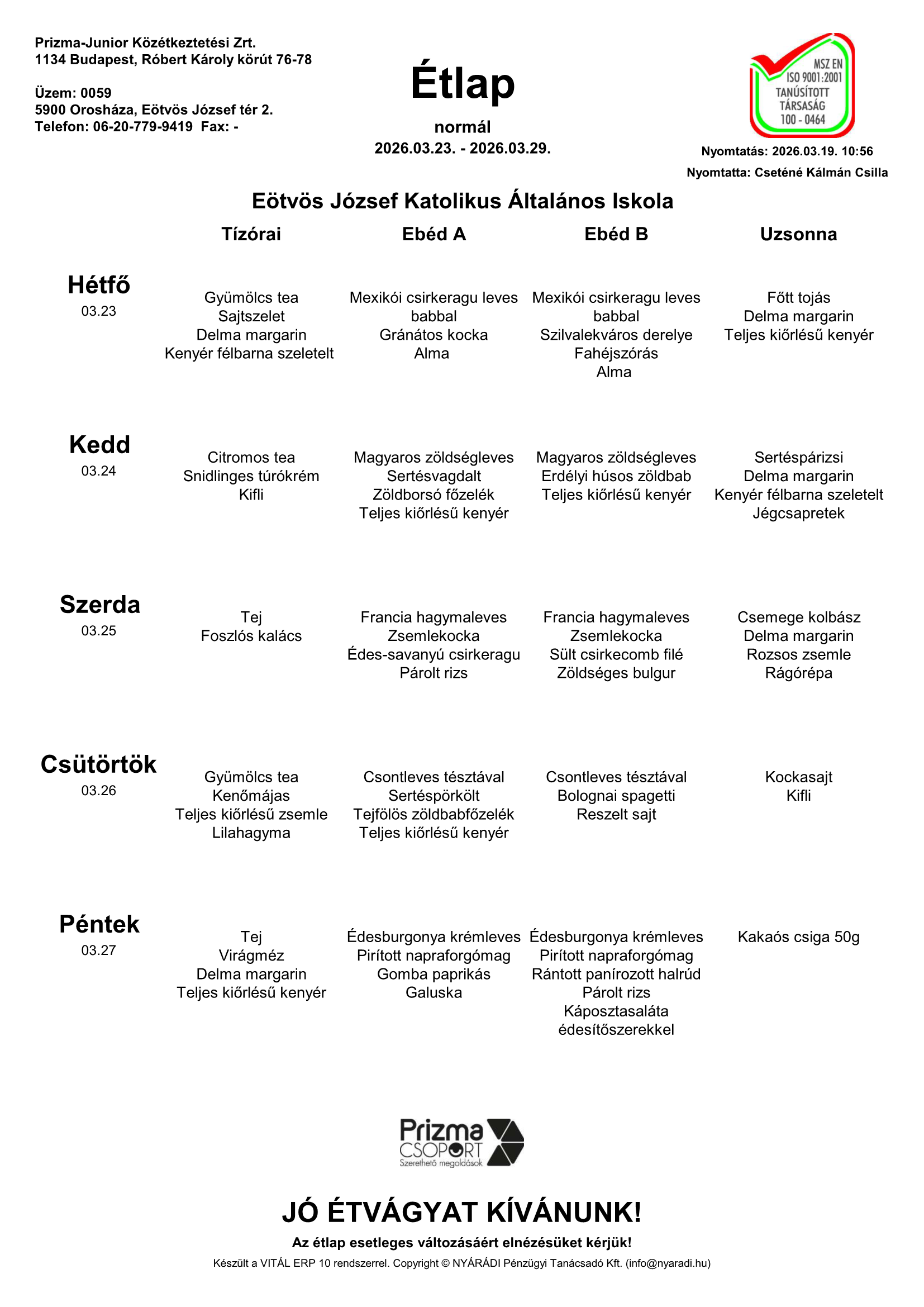 Eotvos Alt. Iskola 13. Heti Etlap
